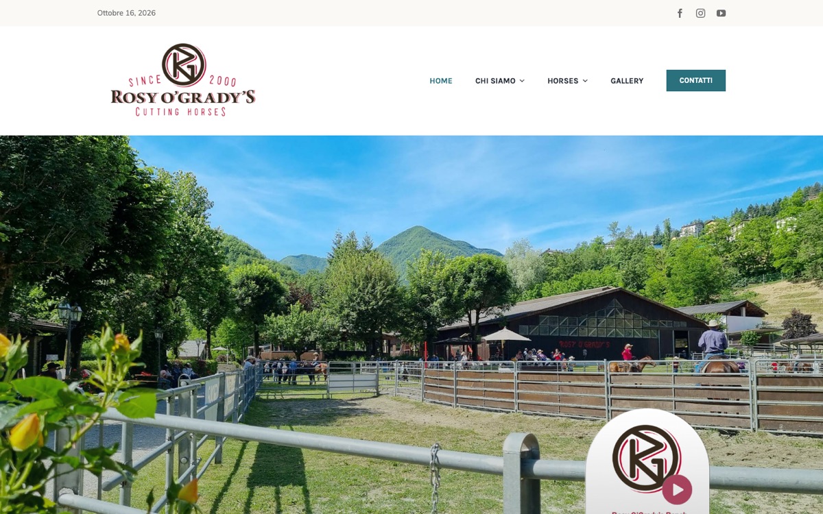 La home page di Rosy O'Grady's Cutting Horse: il logo e il ranch di Fanano